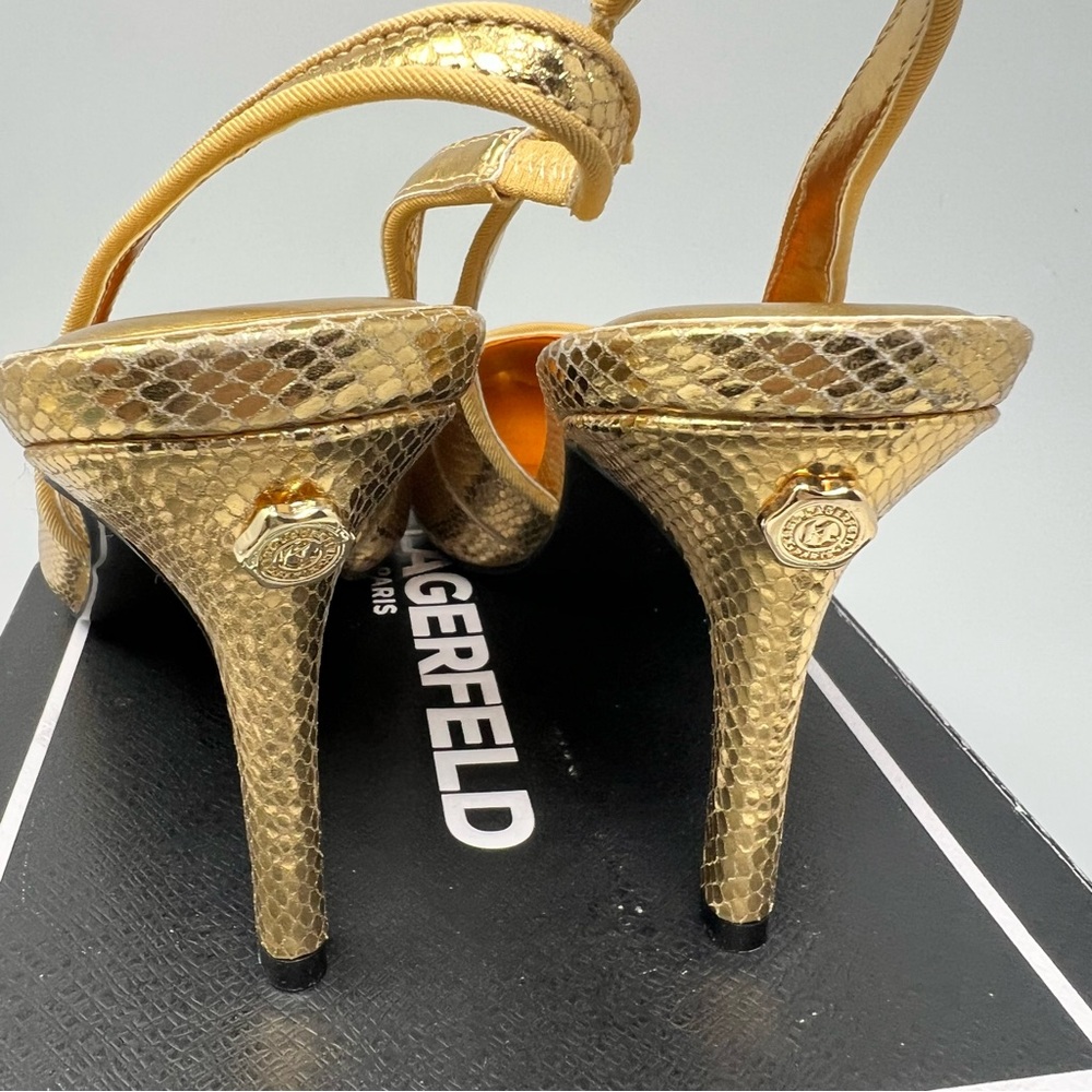 Karl Lagerfeld Gold Slingback Heels - Picture 7 of 10